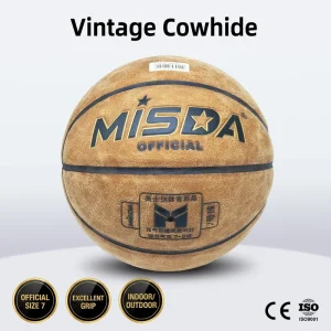Custom Printed Cowhide Composite Leather Basketball Anti Slip Surface Size 5/6/7 Standard Basketball For Retail And Sports Gift