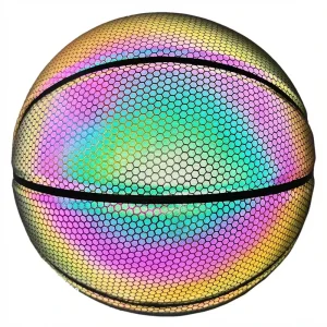 Custom Printed Logo Reflective Silver Basketball Size 5 6 7 Standard Basketball For Gift Retail