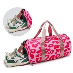 Custom Printed Women’s Gym Bag Portable Waterproof Polyester Travel Bag with Full Printing Logo Travel friendly Accessories