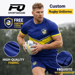 Custom Rugby Uniforms With Free Logo Printing Premium Quality Fabric Rugby Jersey Au Team Sportswear OEM Breathable Rugby Shorts
