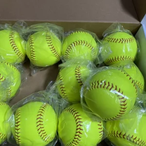 Custom Training Quality Softball Balls Yellow 12 Inch Pelotas De Softbol Leather Suture Slow Pitch Softball Balls