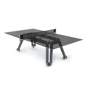 Customised Sports Leisure High Quality Black Glass and Stainless Steel Table Tennis Table Set