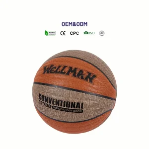 Customizable 1.6mm Breathable Eco Friendly Durable Water Resistant PU Leather Natural Rubber Bladder Basketball Wave