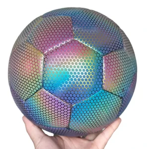 Customizable Logo Official Size 5 Reflective Laminated Soccer Ball Training PU Leather Material Thermal Bonding Nylon Bladder