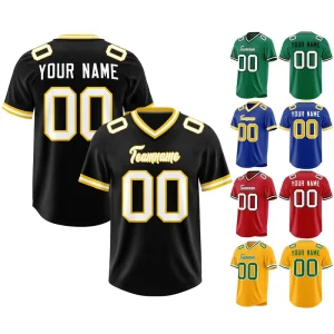 Customizable Retro American Football Rugby Jersey Short Sleeve Stitched Throwback Team Sports Breathable Plus Size