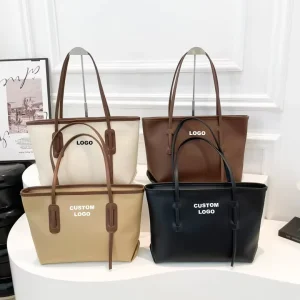 Customizable Women’s Retro Style Large Capacity Underarm Tote Bag Elegant Casual Design Solid Color PU Zipper Handbag