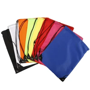 Customized 210D Polyester Drawstring Bag Solid Color Simple Single Layer Backpack Storage Drawstring Bag