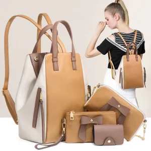 Customized 4 in 1 Bag Set Large Capacity Backpack Bowtie Shoulder Crossbody Bag Clutch Purse Girls Backpack School Bag Set