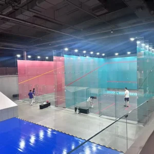 Customized Glass Color Squash Court with Wooden Flooring for Padel Sports Construction in Squash & Tennis Centers