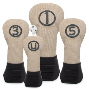 Customized Golf Headcovers Custom PU Leather Driver Wood Club Covers Simplicity Number Golf Headcovers