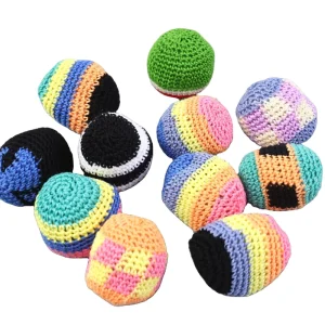 Customized Hacky Ball Sacks Assorted Colors Crochet Woven Kickball Soft Knitted Kick Balls Footbag
