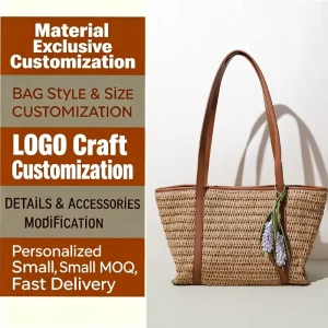 Customized Hand Weave Tote Bag Large Capacity Fashion Shoulder Bag Beach Vacation Underarm Bag