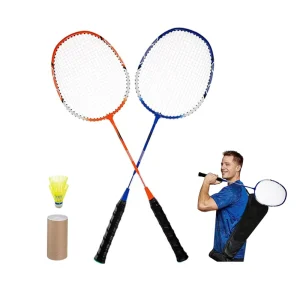 Customized Logo High Quality Steel 2 Shuttlecocks Badminton Racket Set