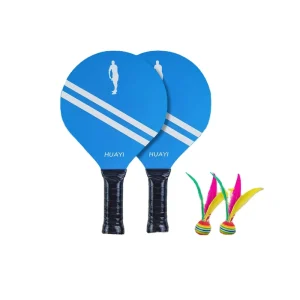 Customized OEM UV Printing Durable Wooden Battledore Paddle Racket Beach Ball Bat Battledore Rackets Battledore Racquet