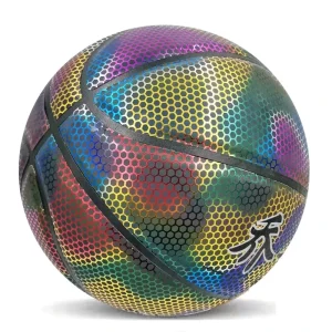 Customized Reflective Luminous Basketball OEM Logo Holographic Light Balls for Basketball