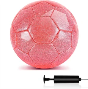 Customized Size 3 4 5 Glitter Pink Gold Purple Soccer Ball Pump for Youth & Kids Aged 4-12 Indoor Outdoor Training Football