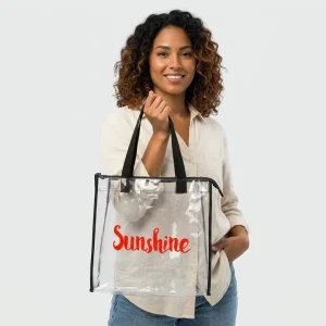 Customized Vinyl Clear PVC Open Handbag Shopping Bag Women Fashion Casual Waterproof Pool Beach Tote Bag Summer Autumn