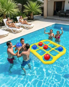 Customized Water Play Toys Games Set Tic Tac Toe Inflatable Pool Toys with 10 Balls for Adults Teens Kids 2 10 Players