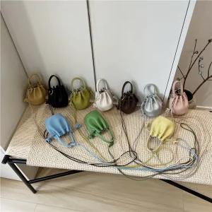 Cute Mini Drawstring Bag Women Small Bucket Crossbody Bag Fashion Shoulder Coin Purse with Long Strap