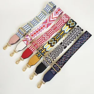 Deepeel BF015 80 130cm*3.8cm Colorful Ethnic Patterned Bag Straps Gold Hardware Adjustable for Handbag Crossbody Bag Accessories