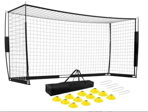 Detachable 12×6 FT Foldable Football Soccer Goal Net Set with Quick Setup Portable Design 12 Training Cones for Outdoor Training