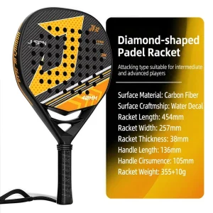 Diamond Offensive Padel Racket JV21 355g 136mm Extended Handle, Spin Control, Carbon Fiber, Fiberglass, EVA