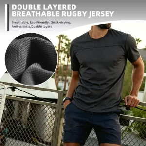 Double Layer Athletic Jersey Breathable Quick-Dry Rugby Jersey 100% Polyester Anti-Wrinkle Custom Men’s Practice Rugby Jersey