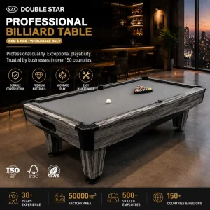 Driftwood Rubber Wood 7ft 8ft 9ft High MDF Pool Table Scratch Resistant Surface for Club