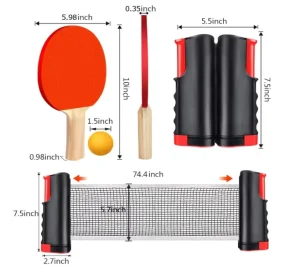 Durable Eco Friendly Professional Wooden Ping Pong Paddle Table Tennis Set Retractable Net, Rackets, Balls with Carry Bag