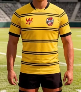 Durable Unisex Plus Size Rugby Football Shirts 100% Polyester Quick Dry Breathable Heat Transfer Custom Team Name