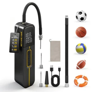Electric Ball Pump for Sports Balls with Fast Inflation 2600mAh Ball Pump with Pressure Gauge and Digital LCD Display