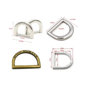 Engraved Brand Logo Solid D Rings Metal D Rings Hardware Custom Threaded Rod D Buckle for Handbags and Dog Collars