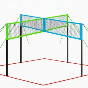 FORTUNE LAND Portable Outdoor Durable PE & Steel Volleyball Net Set Adjustable Height Poles Carrying Bag for Court Equipment