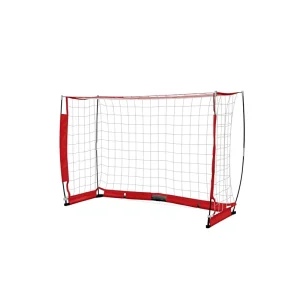 Factory Customized Logo Steel Frame Polyester Net Material Red 6×4 Soccer Goal for Teenagers Backyard