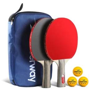 Factory Direct 2PCS Table Tennis Racket Double Side Anti Stick Straight Handle Wood Rubber Ping Pong Paddle Set
