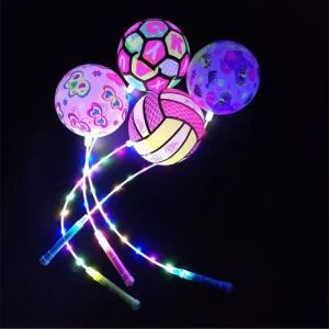 Factory Direct Colorful Design 22cm Glitter Inflatable PVC Bounce Soccer Ball Kids Luminous Toy Ball for Light