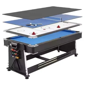 Factory Direct Sell 4 in 1 7ft Multi Game Pool Billiard Table Air Hockey Table Table Tennis Table With Dinning Top