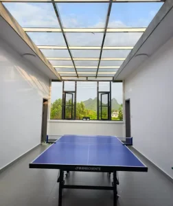 Portable Foldable Tennis Table Movable Tennis Table with Rolling Wheels Space Saving Indoor Game Table Tennis Equipment