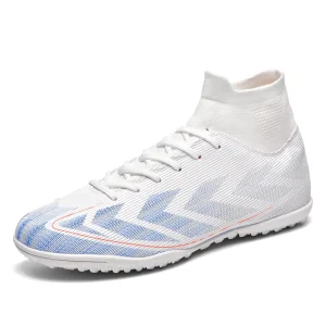 Factory High Top Professional Soccer Cleats FG TF Breathable Lightweight Knit Football Shoes for Men Competitive Matches
