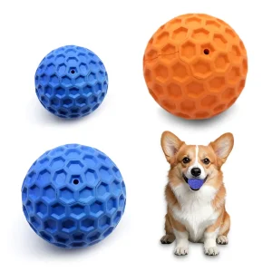 Factory Natural Rubber Honeycomb Shape Squeaky Ball Interactive Dog Toys Elastic Rubber Dog Ball