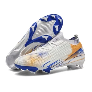 Factory OEM Gradient Low Cut FG Soccer Cleats Breathable Knit Anti slip Multicolor Football Shoes