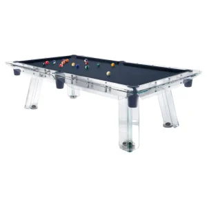 Factory Price Transparent Design Wood Legs Billiard Table Modern Clear Crystal Glass Pool Table 8ft 9ft