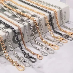 Factory Solid Color Alloy Plated Metal Flat Snake Chain for Handbags Bag Accessories Strap Strong Durable in Stock