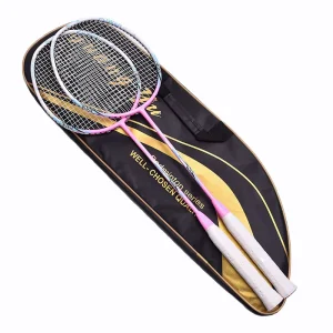 Family Entertainment Pair Adult Badminton Racket Special Training Carbon Double Racket Custom Procession Glacier Gold Set 70cm
