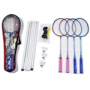 Family Friendly Iron Badminton Racket Set for 4 Players