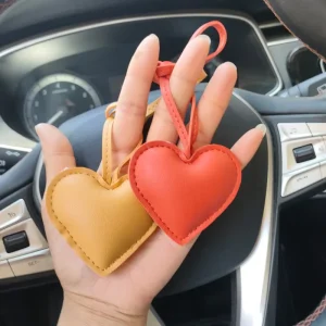 Fashion Bag Charm Accessories Handbag Pendant Love Heart Leather Keychain