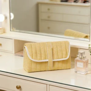Fashion Eco Friendly Personalized Ladies Plaid Quilted Portable Shopping Outdoor Travel Beach Tote Bag