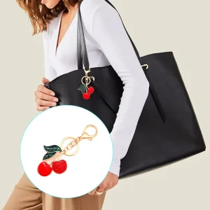 Fashion Promotional Gift Metal Plastic Plush Cherries Keyring for Bags Handbag Accessories Pendant Key Holder Cherry Keychain