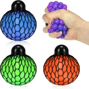 Fidget Stress Relief Sensory Mesh Squishy Balls for Autism Anxiety ADHD Girls Boys 6.5cm School Office Gift