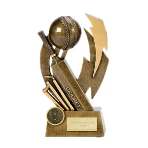 Flash Gold Resin Cricket Bat and Ball Trophies and Awards